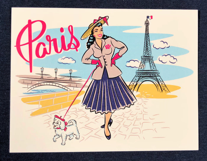Ooo La La Parisian Pinup Girl Postcard