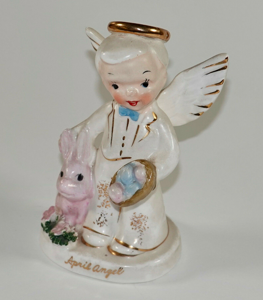 Vintage Napco Easter Angel Boy April Bunny Rabbit A1920 1956 Figurine
