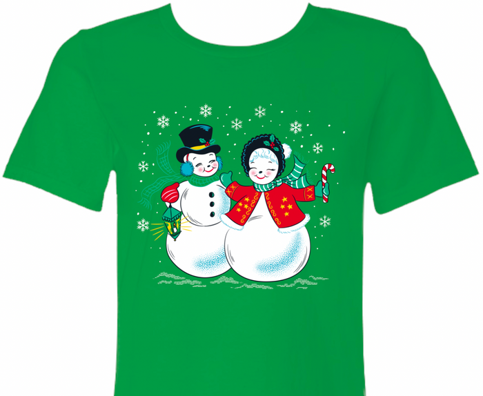 Frosty the Snowman and Snow Lady Festive Christmas T-Shirt