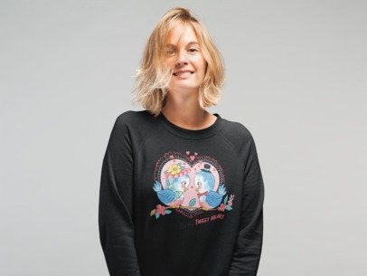 Vintage Bluebird Valentine Black Crewneck Sweatshirt