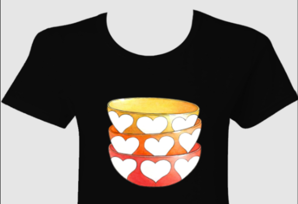 Full of Love Mid-Century Modern Valentine Hearts Ladies Black T-Shirt