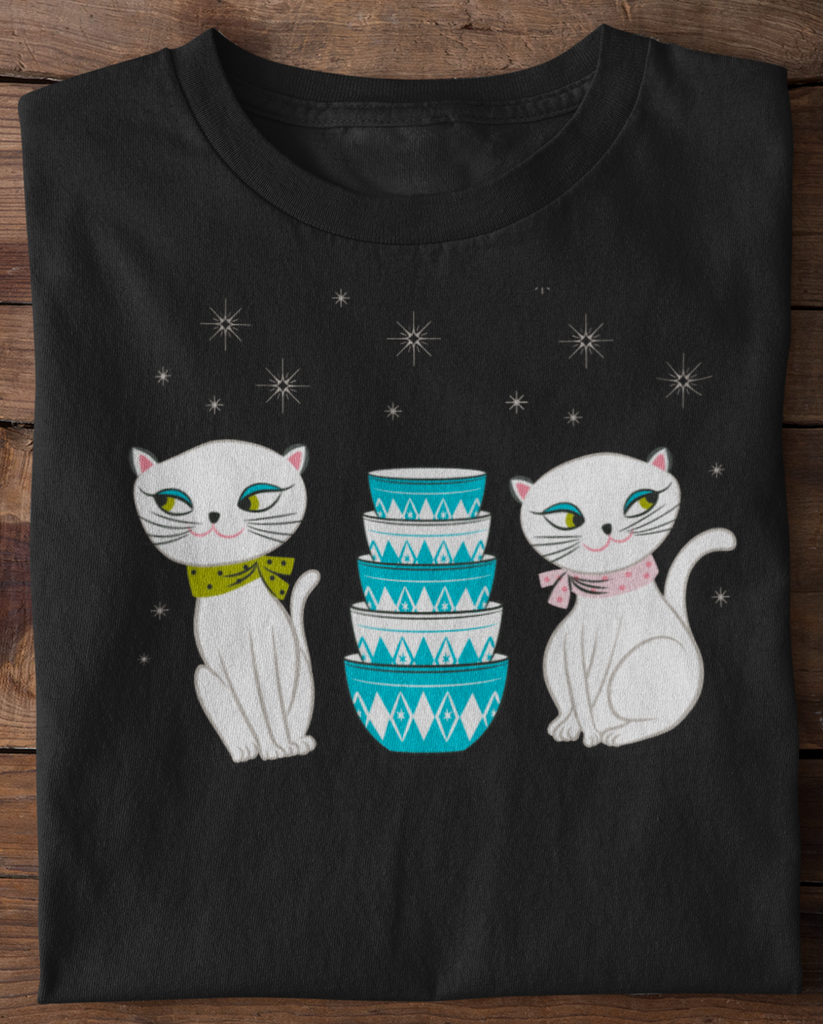 Pyrex Stack & Holt Howard Cozy Kittens Mid-Century Masterpiece Ladies T-Shirt