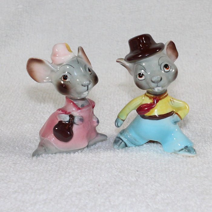 Vintage Anthropomorphic PY Japan Mouse Couple Mice Rats Salt and Pepper Shakers 1950s Retro Kitchen