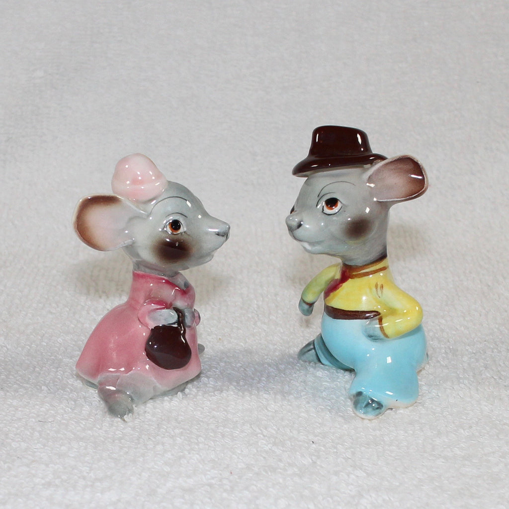 Vintage Anthropomorphic PY Japan Mouse Couple Mice Rats Salt and Pepper Shakers 1950s Retro Kitchen
