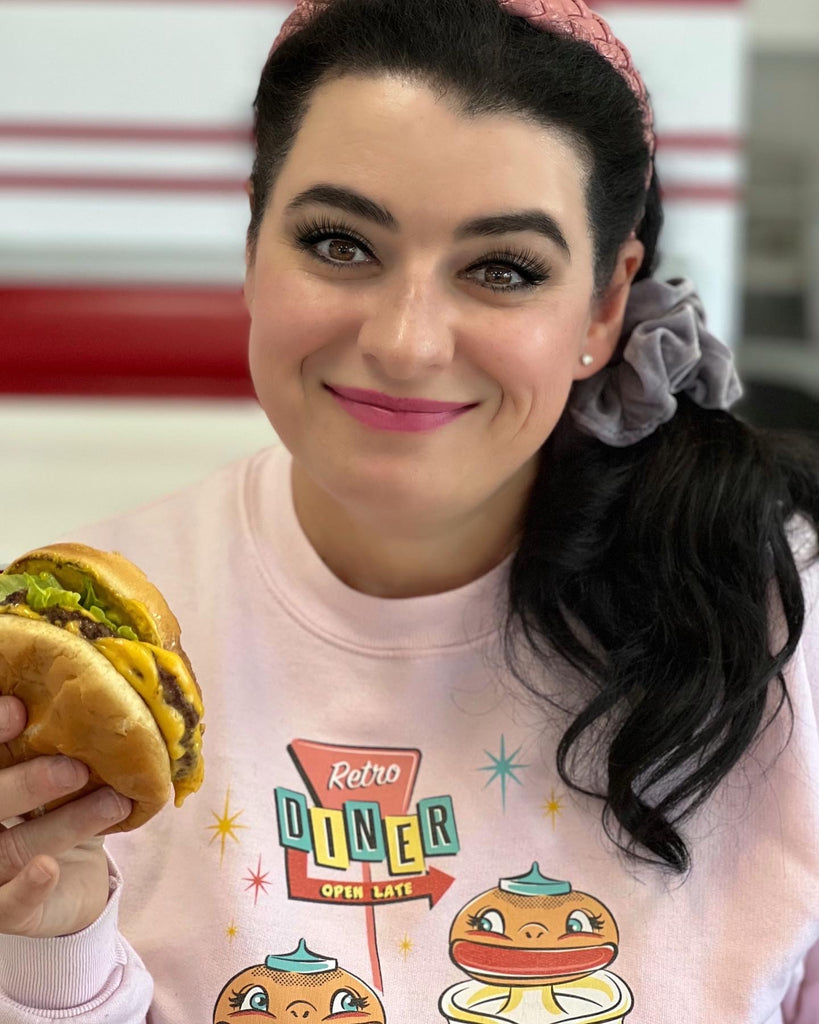 Hamburger Heaven Retro Diner Rockabilly 1950s Pinup Candy Pink Sweatshirt