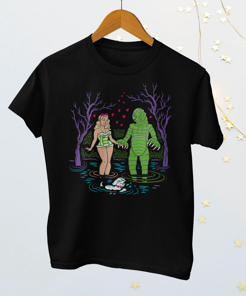 The Creature From The Black Lagoon Blonde Pinup Retro Horror Rockabilly T-shirt