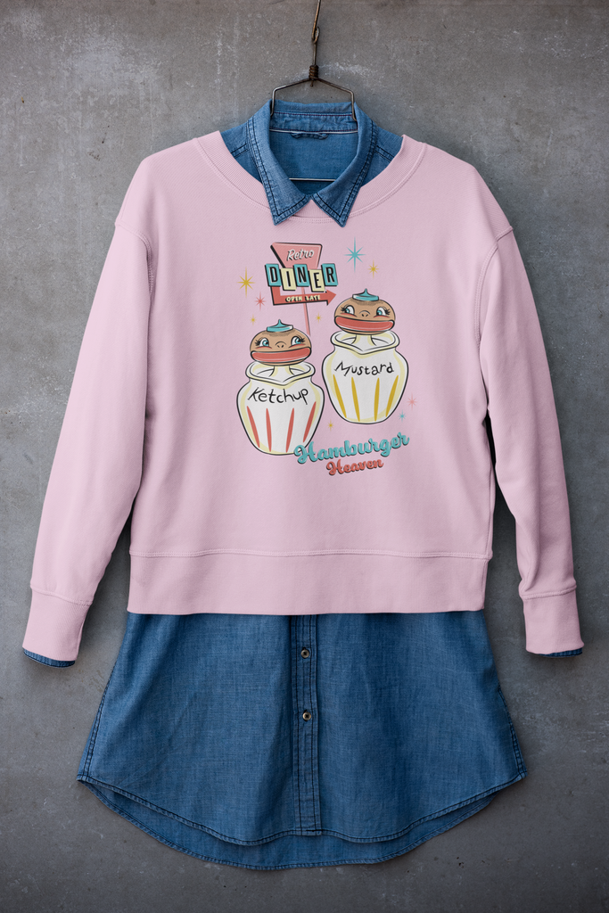 Hamburger Heaven Retro Diner Rockabilly 1950s Pinup Candy Pink Sweatshirt