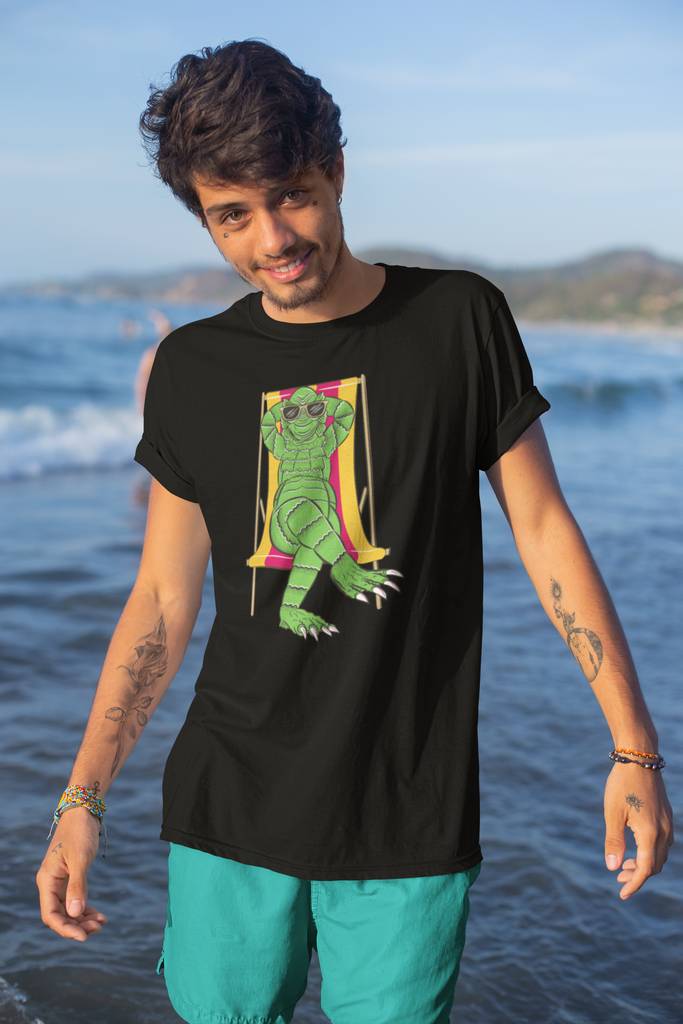 The Creature Double Design Relaxing Vacation 100% Recycled Cotton Fabric Unisex T-Shirt Eco-Friendly