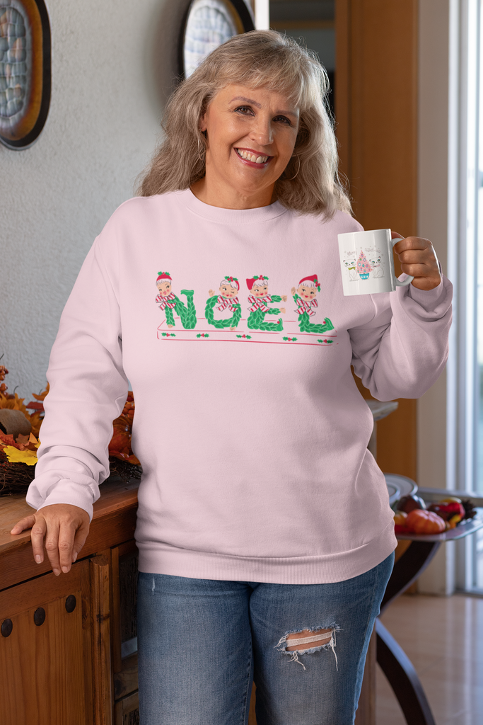 Holly NOEL Pixies Pink Pullover Crewneck Sweatshirt