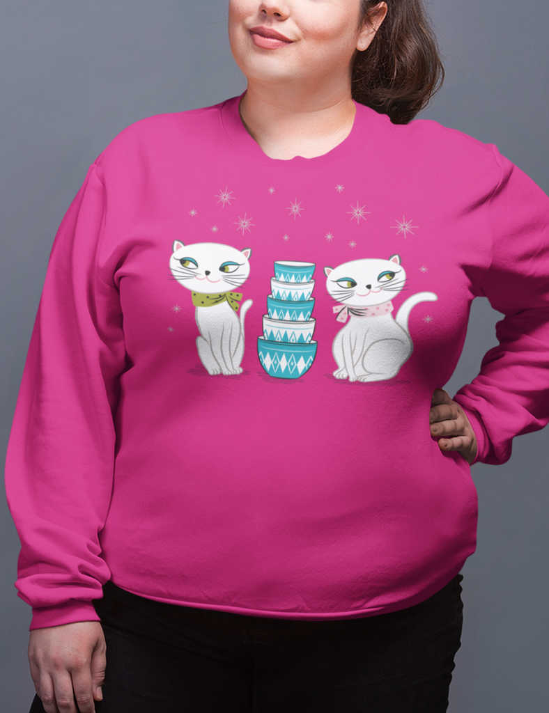 Pyrex Stack & Holt Howard Cozy Kittens Crewneck Pink Sweatshirt
