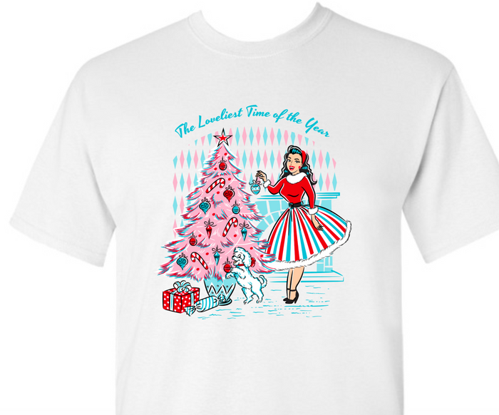 Rockin Around the Pink Christmas Tree Holiday T-Shirt