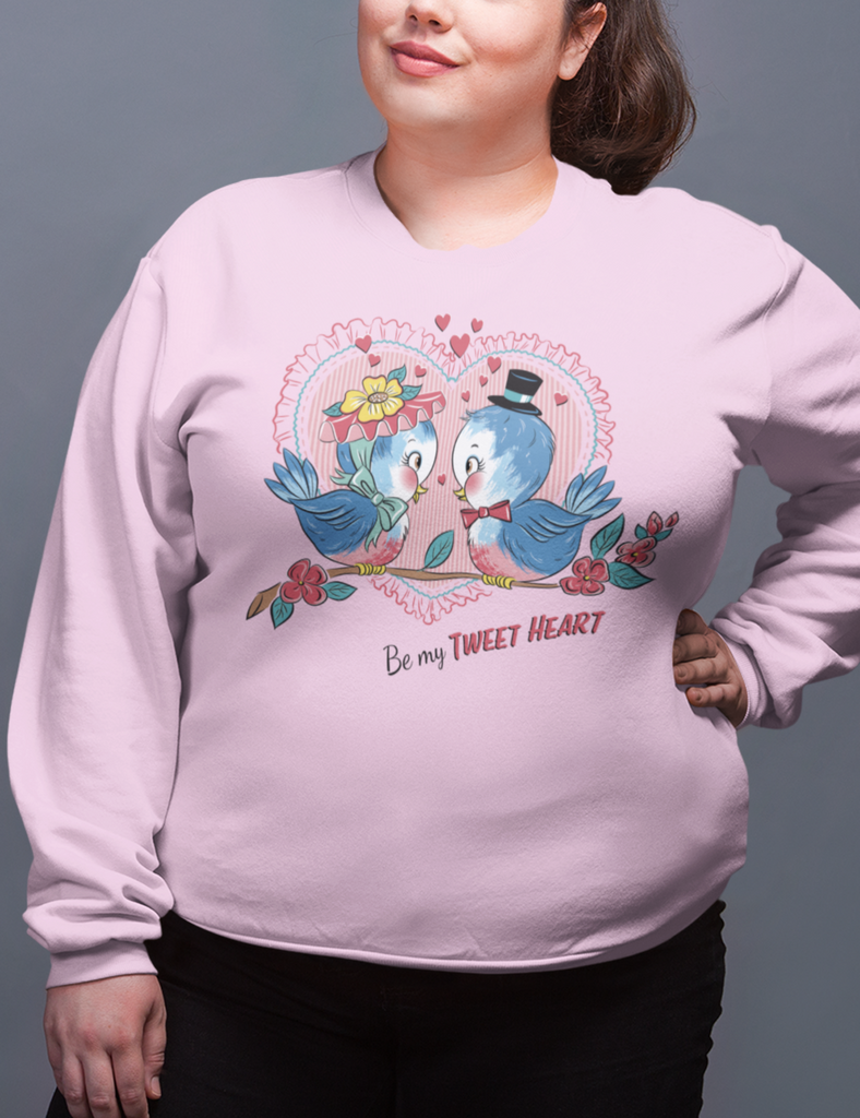 Vintage Bluebird Valentine Pink Crewneck Sweatshirt