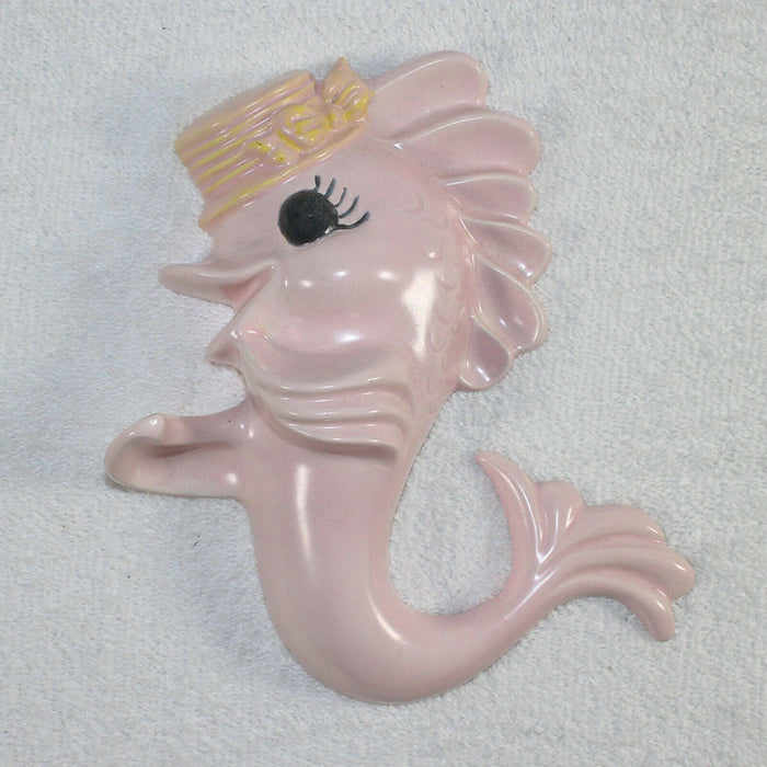 Vintage Arnels Fish Seahorse Mermaid Pink Wall Plaque
