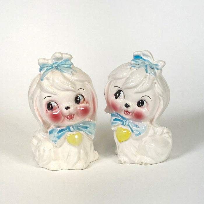 Vintage Lefton Toodles Maltese Dog Salt and Pepper Shakers 1950s