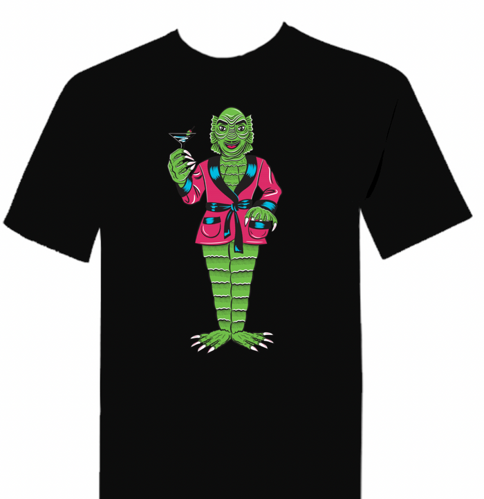 Creature From The Black Lagoon the Cocktail King 100% Recycled Cotton Fabric Unisex T-Shirt Eco-Friendly