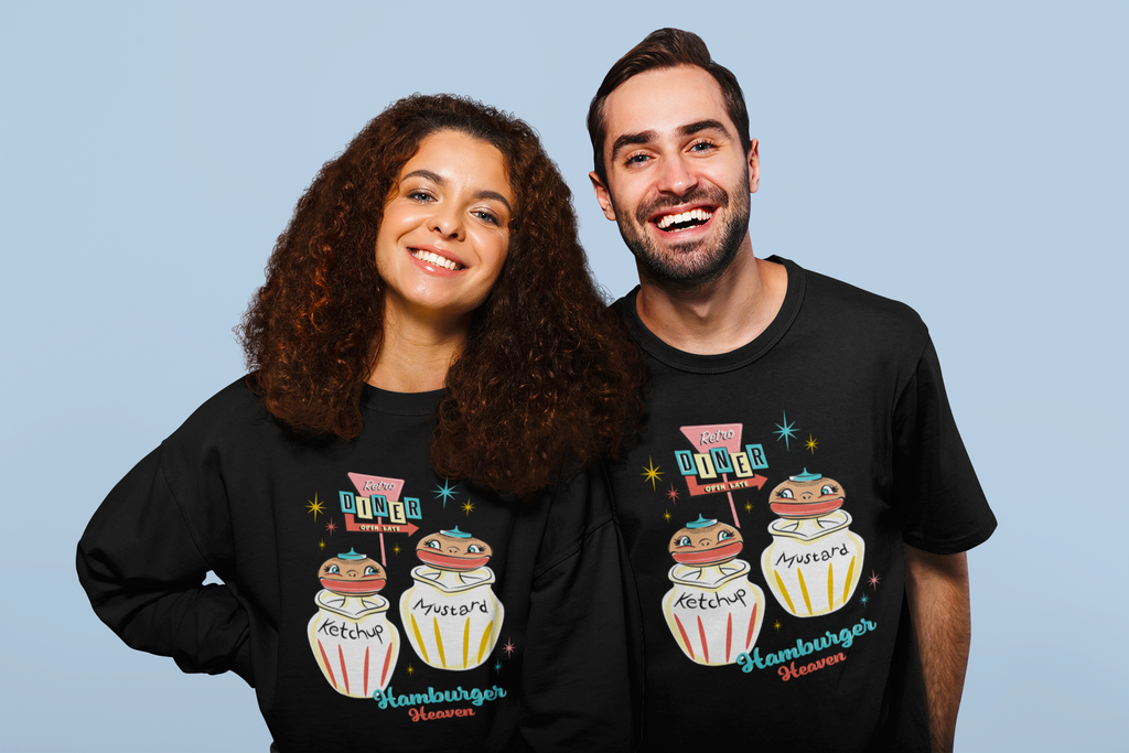 Retro Diner Hamburger Heaven Black Sweatshirt