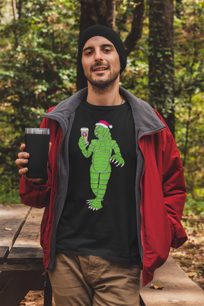 Men's Unisex Creature from the Black Lagoon Christmas Coffee T-Shirt