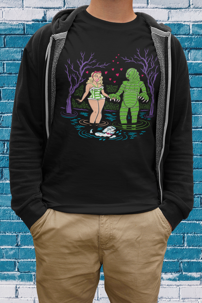 The Creature From The Black Lagoon Blonde Pinup Retro Horror Rockabilly Men's Unisex T-shirt