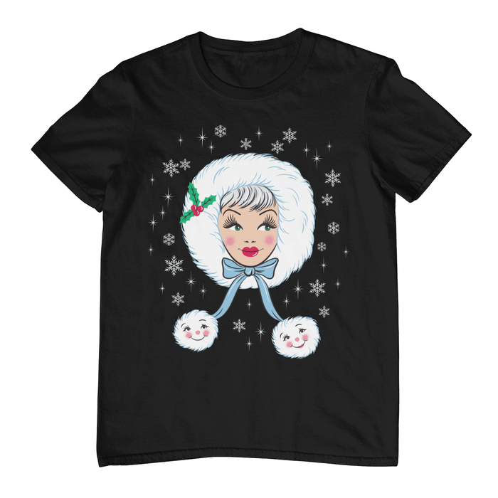Peppermint Doll Holiday Kitschmas Coal Black T-Shirt