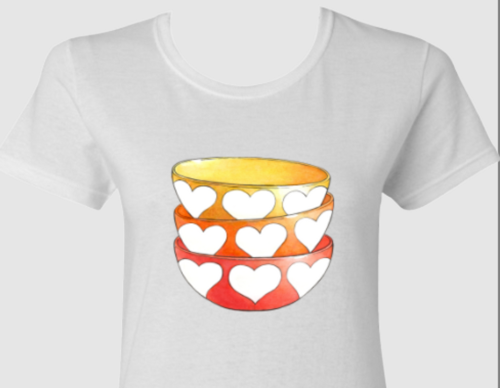 Mid-Century Modern Valentine Hearts Full of Love Ladies White T-Shirt